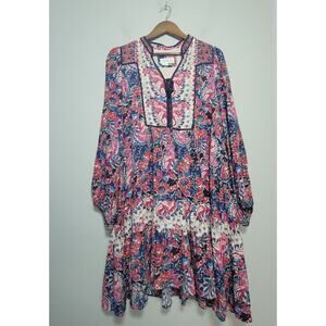 Anthropologie Plus 1X Floral Boho Tunic Dress Balloon Sleeve